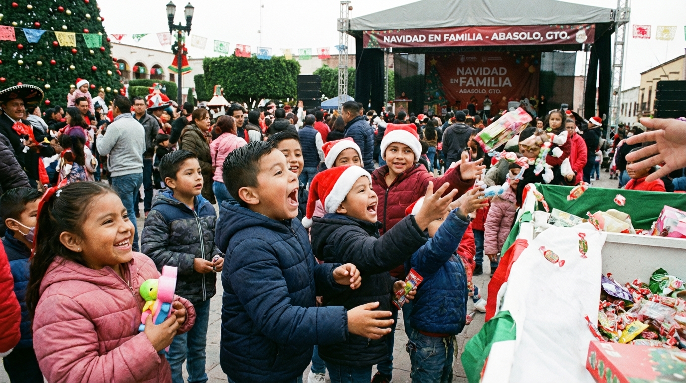 Abasolo: Job Gallardo encabeza encendido de Árbol Navideño 2025