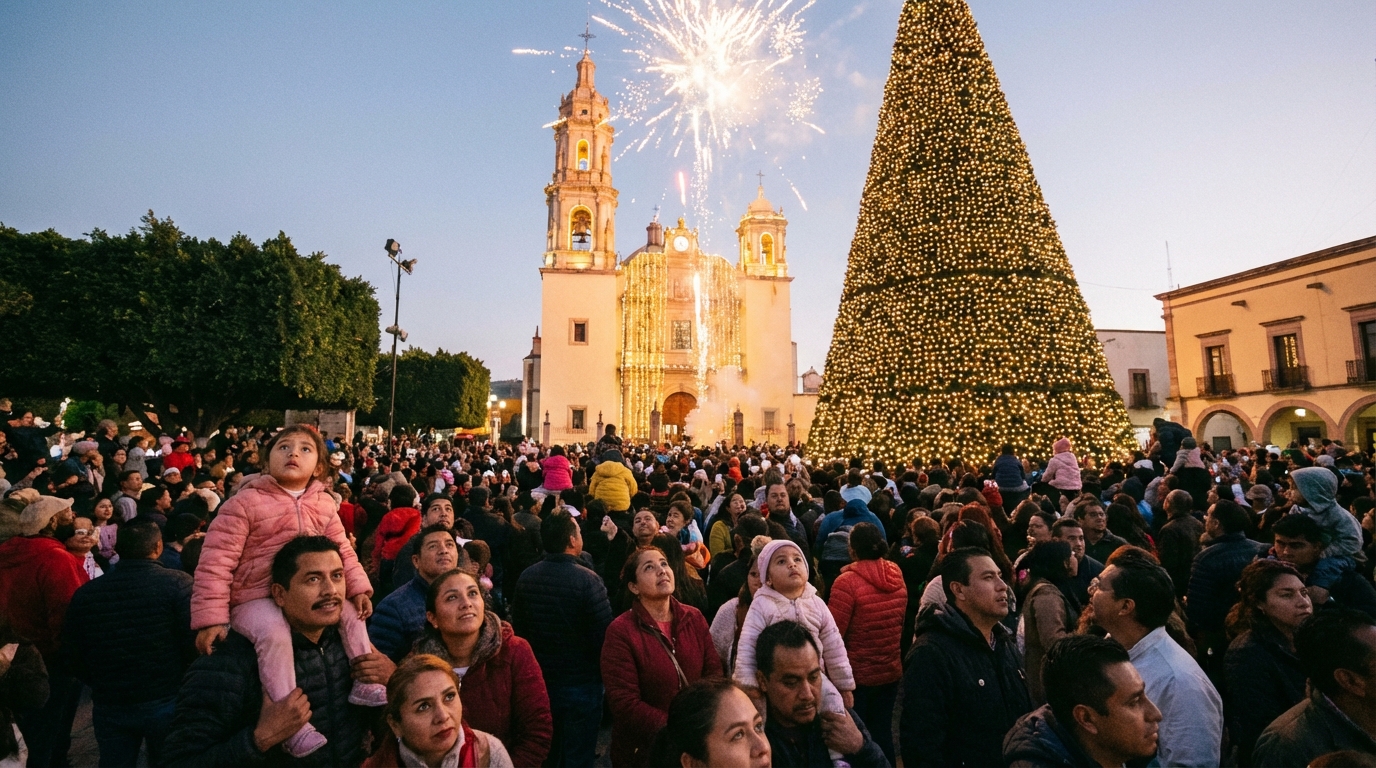 Abasolo enciende la esperanza: Job Eduardo Gallardo encabeza el tradicional encendido del Árbol Navideño